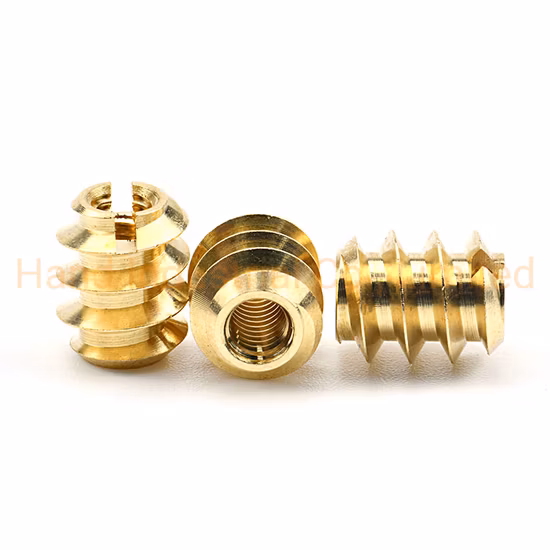 M10 Elegant Pure Wire Thread Self Tapping Insert Slotted Wood Insert Nuts Brass Threaded Inserts