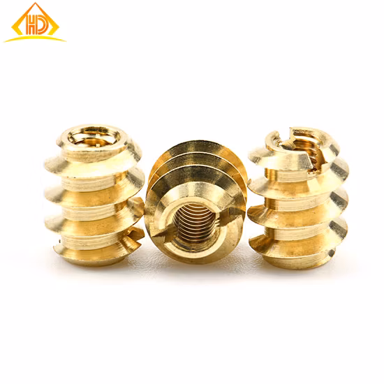M10 Elegant Pure Wire Thread Self Tapping Insert Slotted Wood Insert Nuts Brass Threaded Inserts