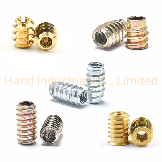 M10 Elegant Pure Wire Thread Self Tapping Insert Slotted Wood Insert Nuts Brass Threaded Inserts