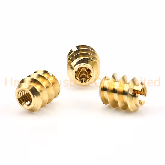 M10 Elegant Pure Wire Thread Self Tapping Insert Slotted Wood Insert Nuts Brass Threaded Inserts